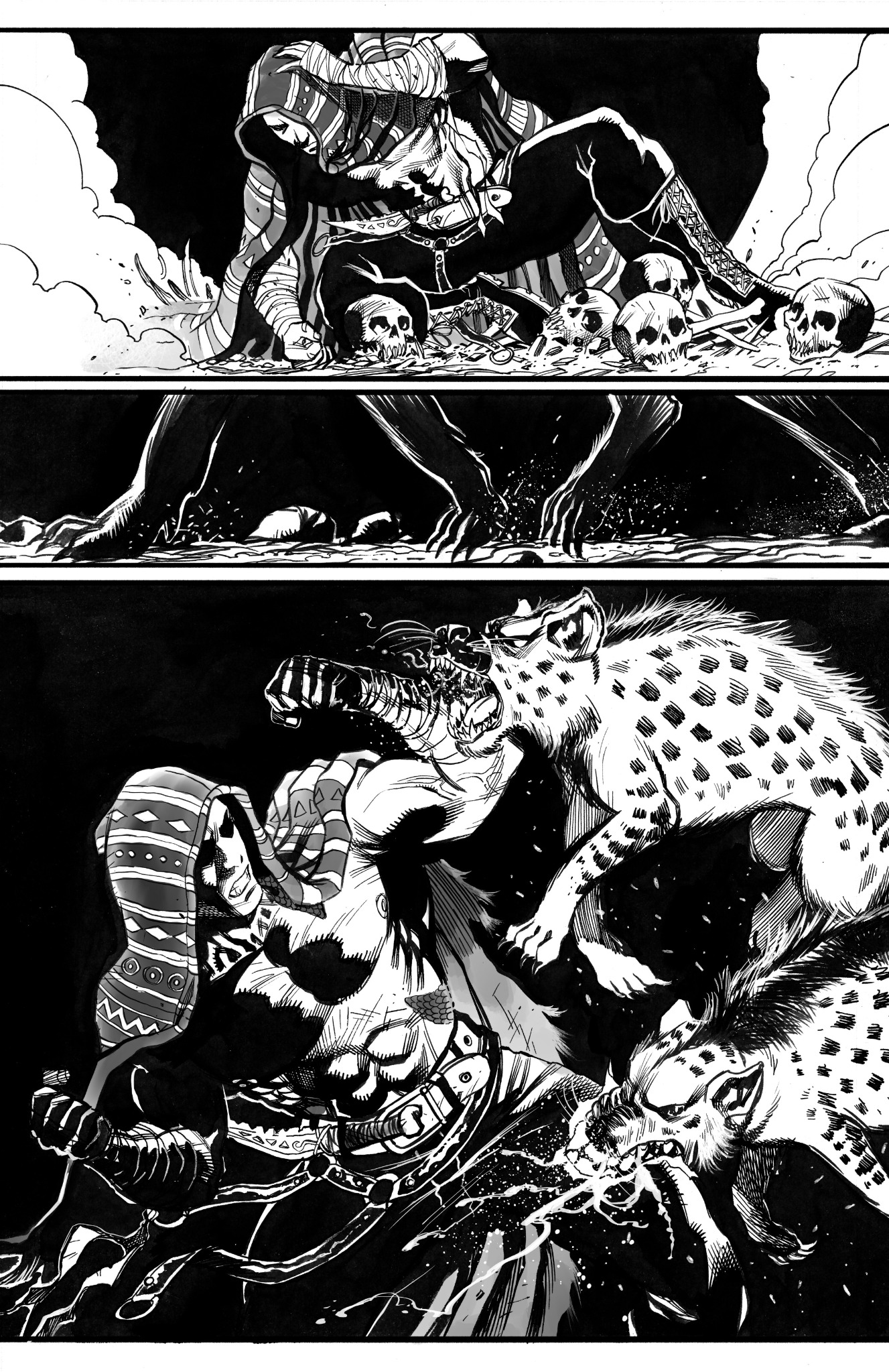 Página 15 da história: NAJA luta contra uma matilha de hienas.